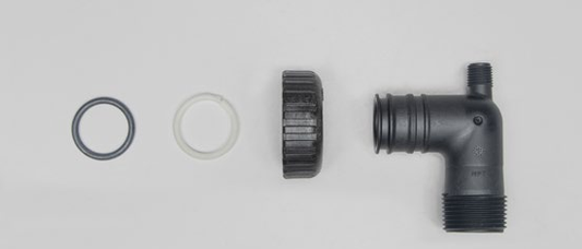 Clack V3007 Adapter - 1 Inch NPT - Elbow — exact manufacturer-source image; offered single unit or named kit shown