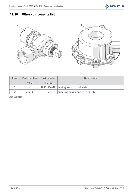 61414 manufacturer manual excerpt - item 2 = 61414 Rotating adapter assy, 3150, SM.